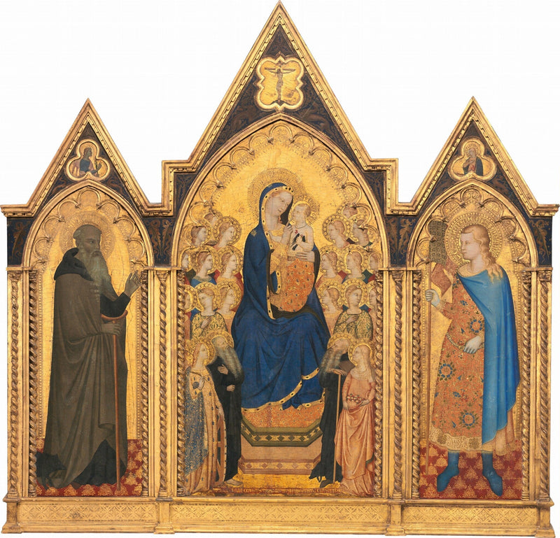 Virgin and Child enthroned with saints and angels, and Saint Anthony the Abbot and Saint Venantius - Allegretto Nuzi