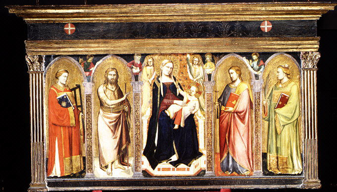 Vierge à l'Enfant trônant avec des saints - Taddeo Gaddi image 1 reproduction artisanale de tableau