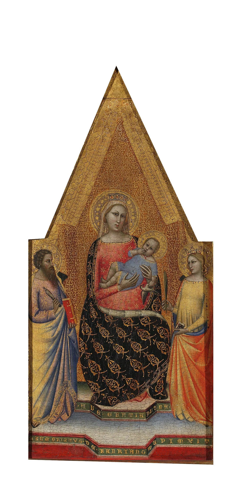 Virgin and Child enthroned with two saints, Crucifixion - Allegretto Nuzi