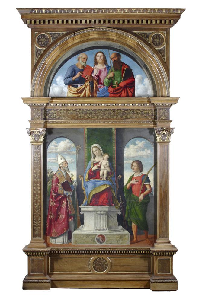 Virgin and Child Enthroned with Saints Denys and Victor - Cima da Conegliano