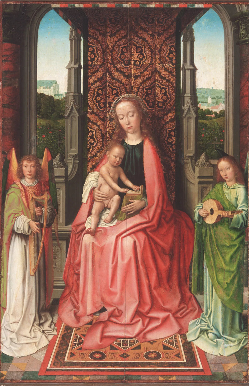 Virgin and Child enthroned, surrounded by angels - Gérard David