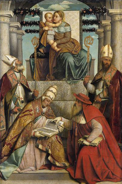 Virgin and Child with the Four Doctors of the Church - Alessandro Bonvicino