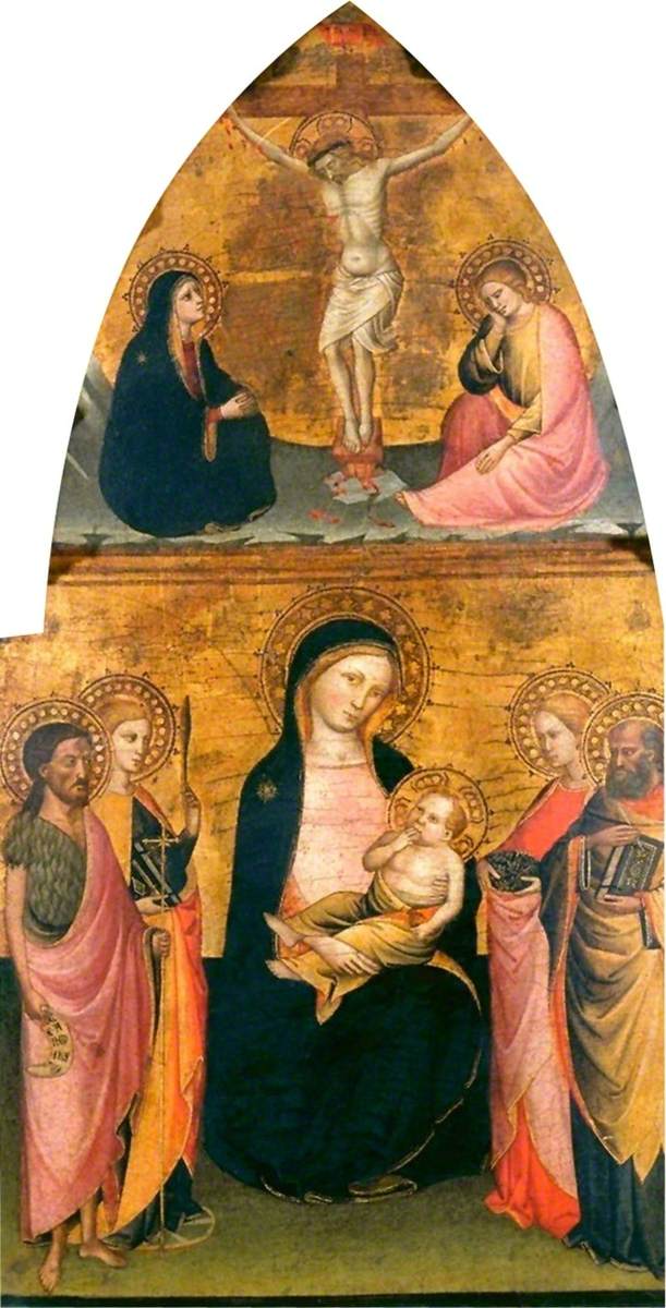 Virgin and Child with Four Saints and the Crucified Christ - Jacopo di Cione