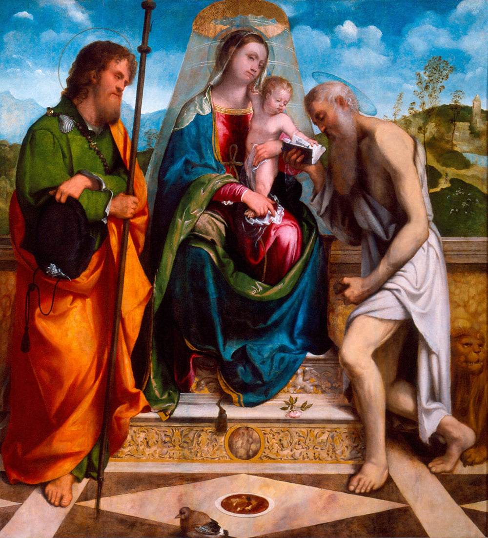 Vierge à l’Enfant avec saint Jacques le Majeur et saint Jérôme - Alessandro Bonvicino - Alpha Reproduction