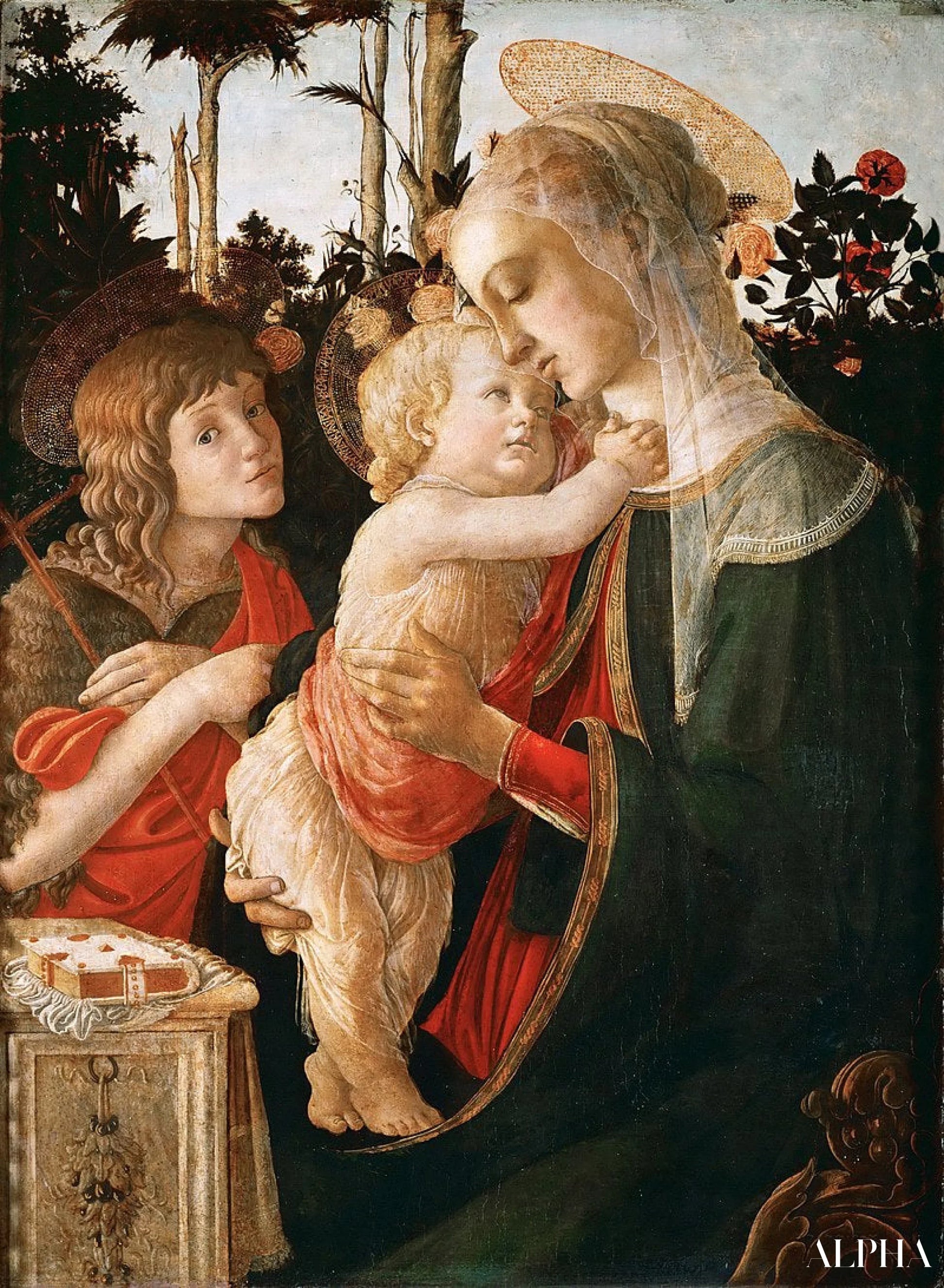 Virgin and Child with Saint John the Baptist (for more details see 93885, 93887) - Sandro Botticelli - High-end reproductions of paintings and artworks