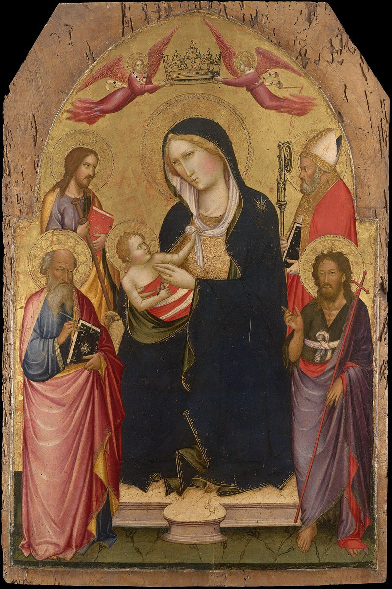 Virgin and Child with Saint John the Evangelist, Saint John the Baptist, Saint James of Compostela, and Saint Nicholas of Bari - Agnolo Gaddi