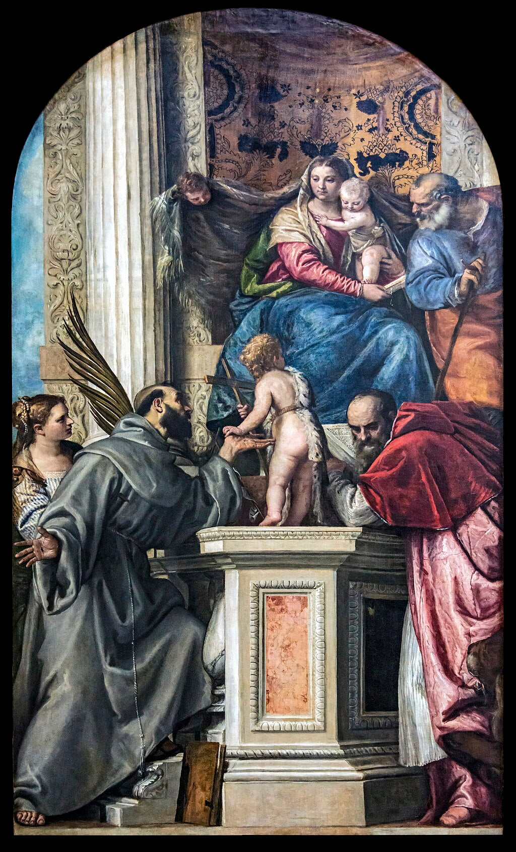 Virgin and Child with Saint Joseph, Saint Justina of Padua, Saint Francis of Assisi, the Infant John the Baptist, and Saint Jerome. - Paul Véronèse
