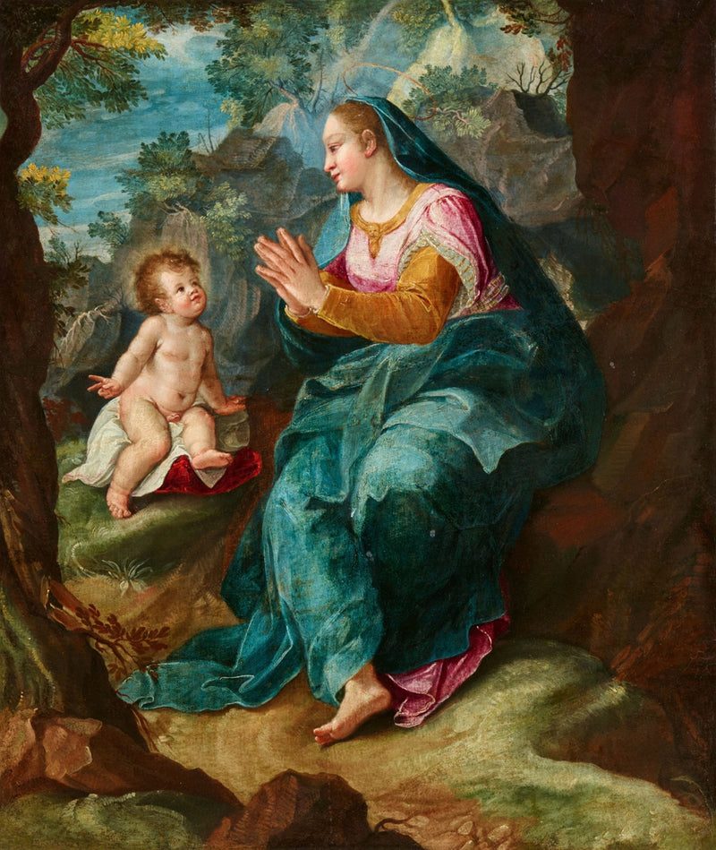 Virgin and Child in a Rocky Landscape - Denis Calvaert