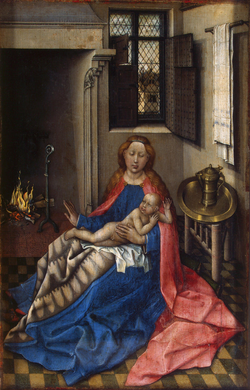 Virgin and Child in front of the fireplace - Robert Campin