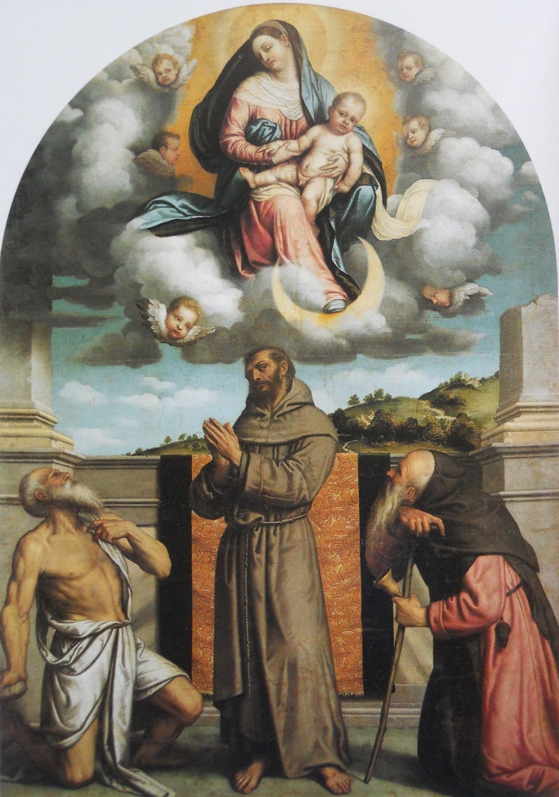 Virgin and Child in Glory with Saint Jerome, Saint Francis of Assisi, and Saint Anthony the Abbot - Alessandro Bonvicino