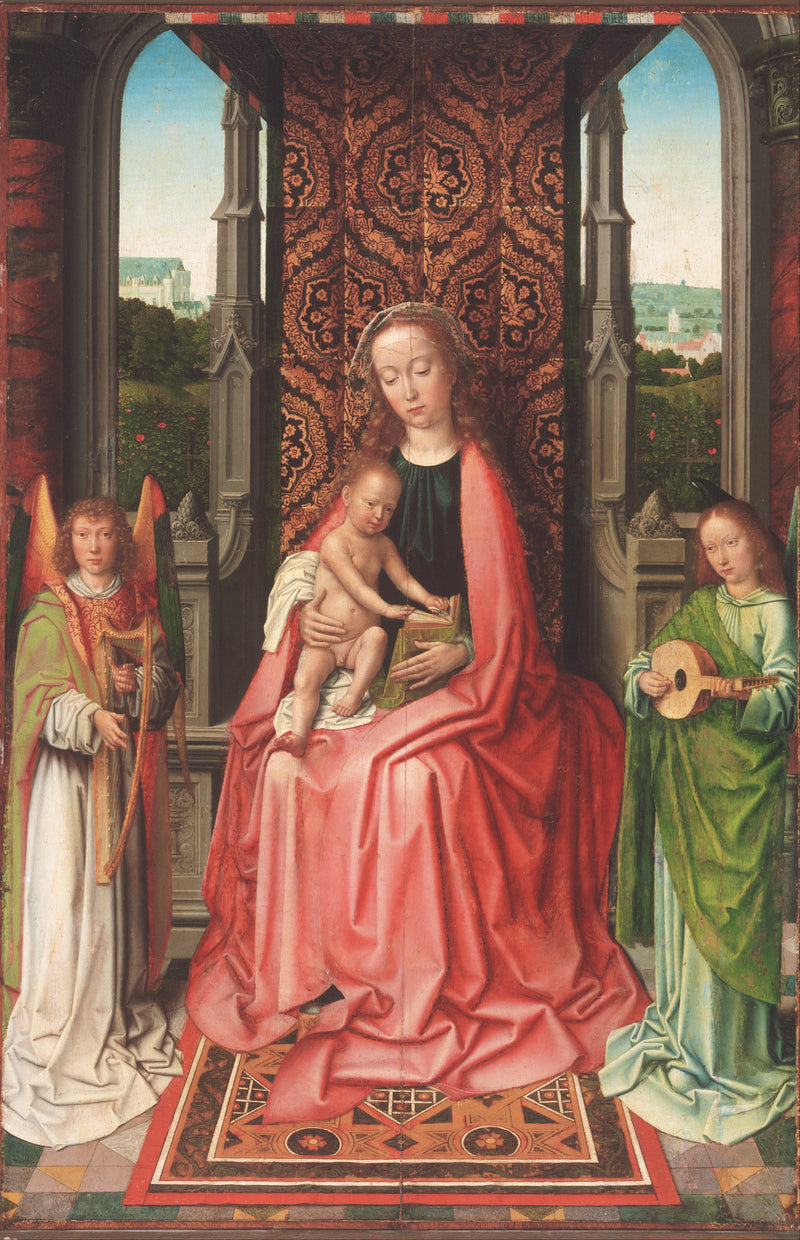 Virgin and Child enthroned, surrounded by angels - Gérard David