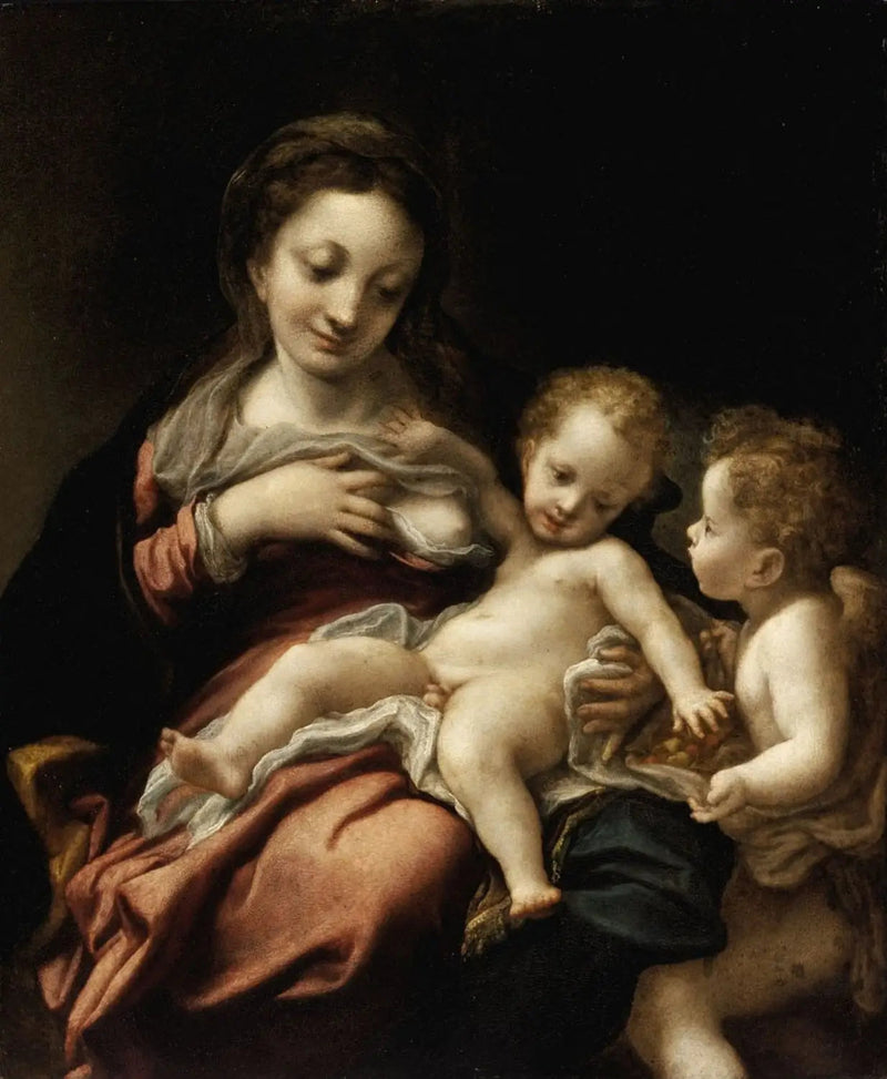 Virgin and Child with an Angel - Antonio da Correggio
