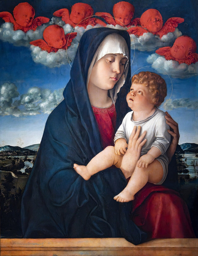 Virgin with Red Cherubs - Giovanni Bellini