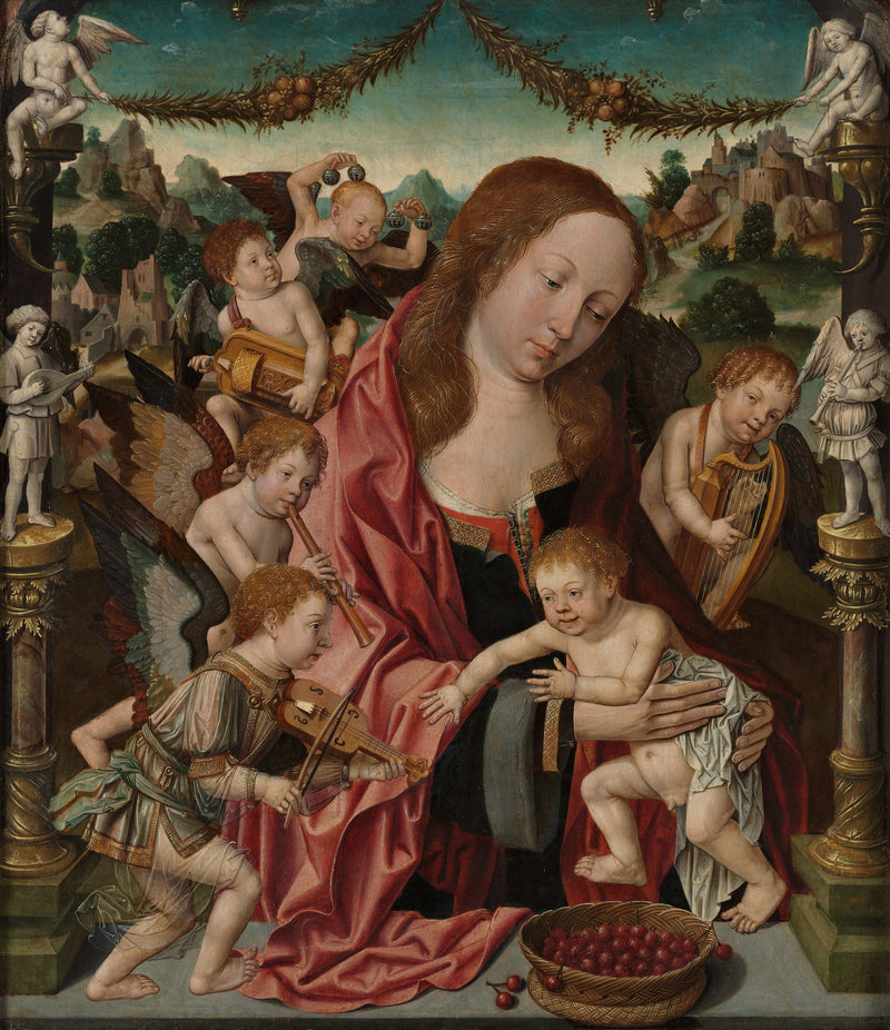 Virgin and Child with Musicians Angels - Jacob Cornelisz van Oostsanen