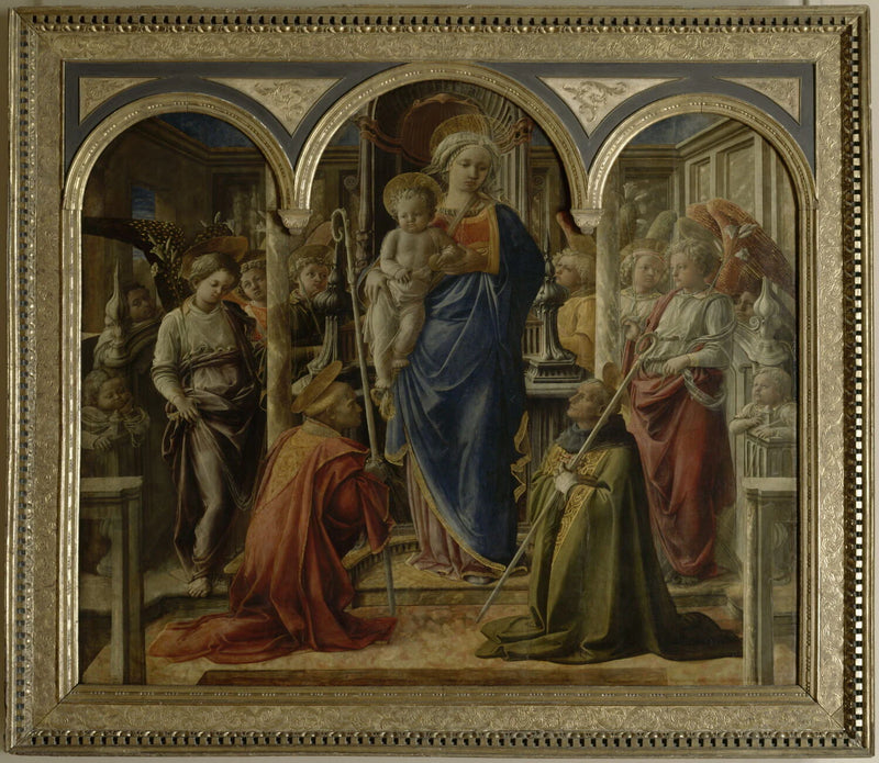 La Vierge et l'Enfant entourés d'anges, de saint Frediano et de saint Augustin, dit Pala Barbadori - Lippi, Fra Filippo (Filippo di Tommaso, dit)