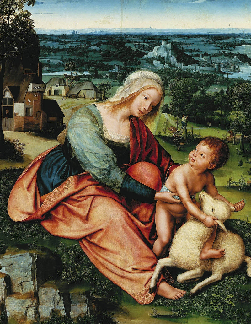 Virgin and Child with Lamb. - Quentin Metsys