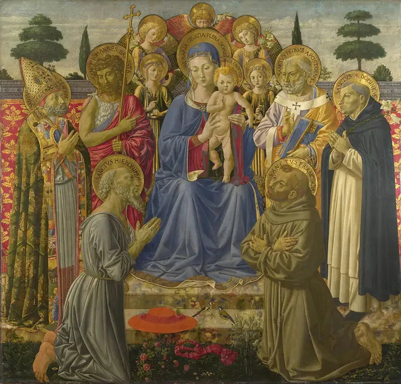 Virgin and Child enthroned among angels and saints - Benozzo Gozzoli