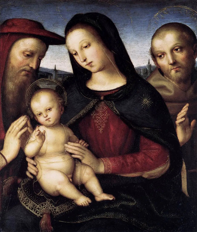 Virgin and Child with Saints Jerome and Francis - Raphael Sanzio