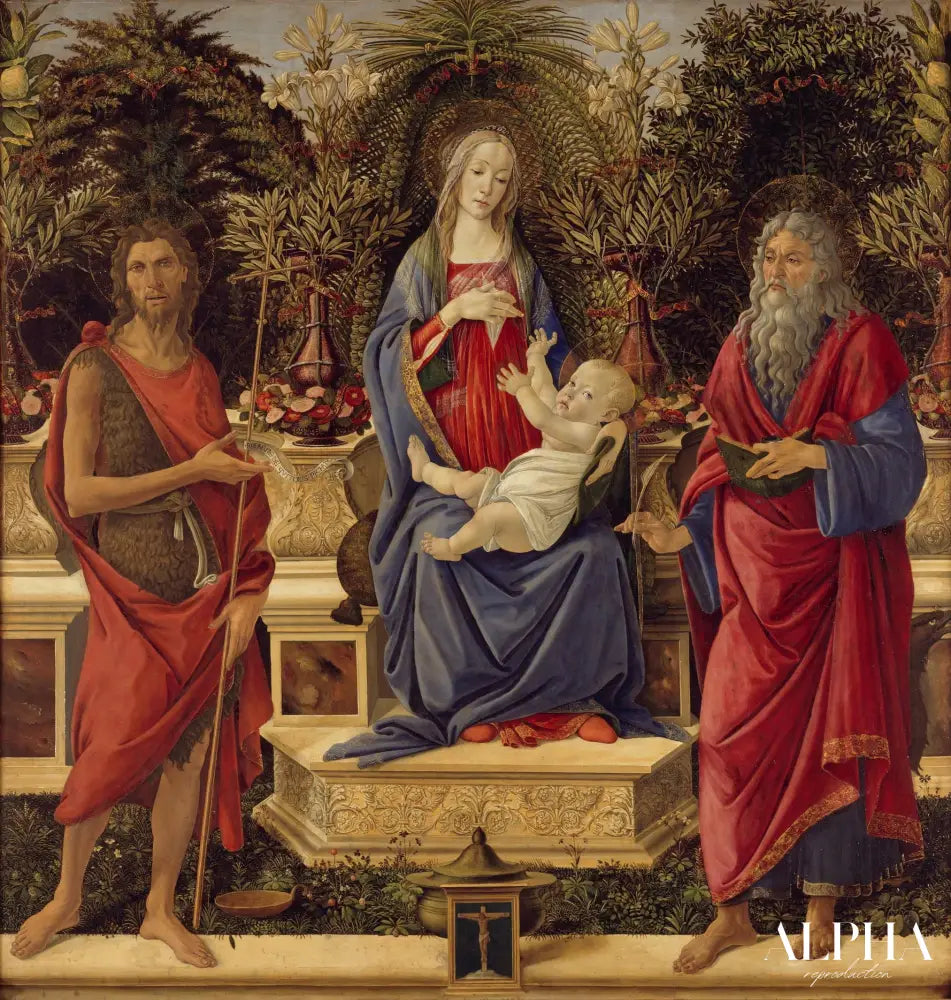 Vierge trônant avec un enfant et des saints - Sandro Botticelli - Reproductions de tableaux et peintures haut de gamme