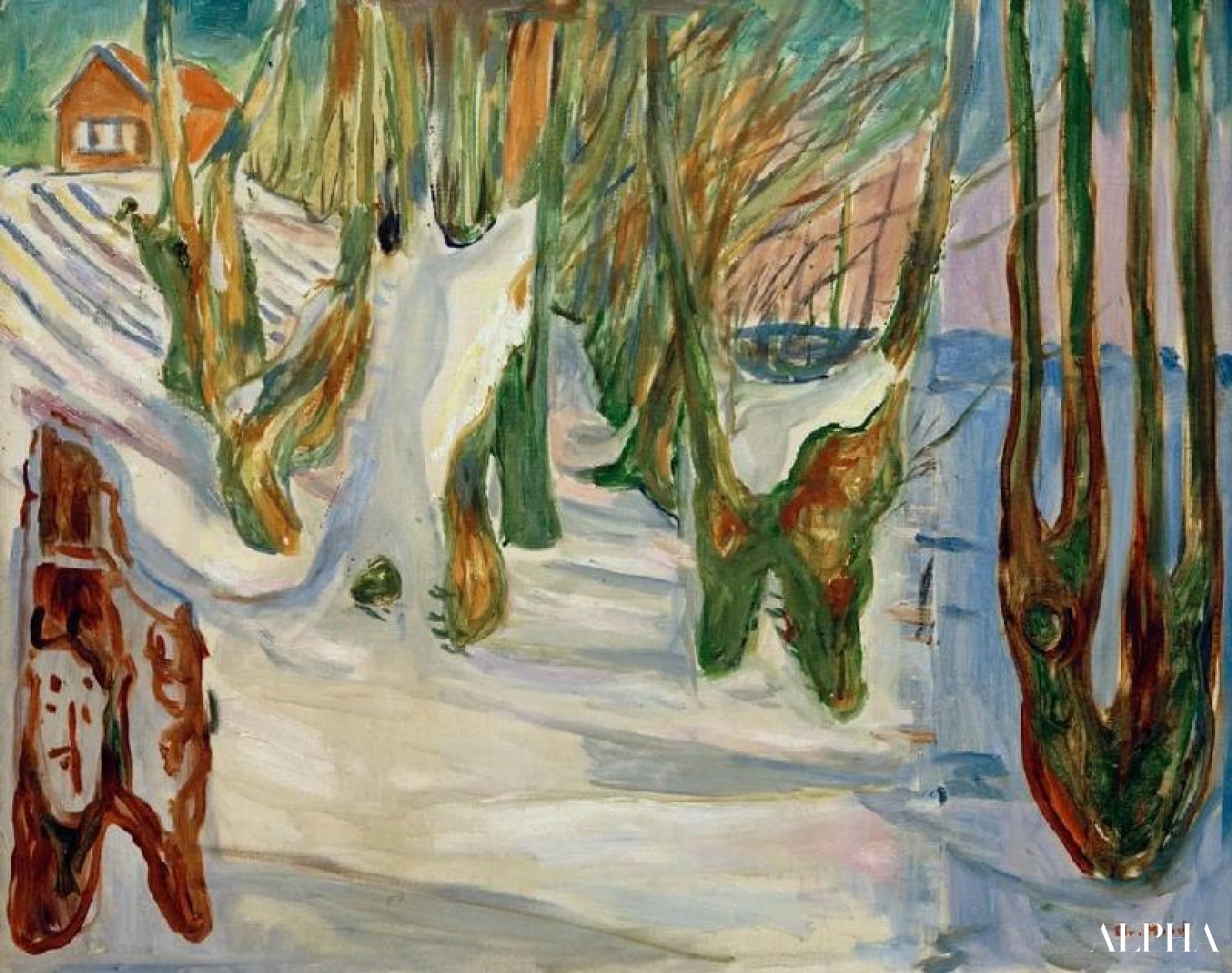 Vieux arbres (Hiver, Ekely) - Edvard Munch - Reproductions de tableaux et peintures haut de gamme