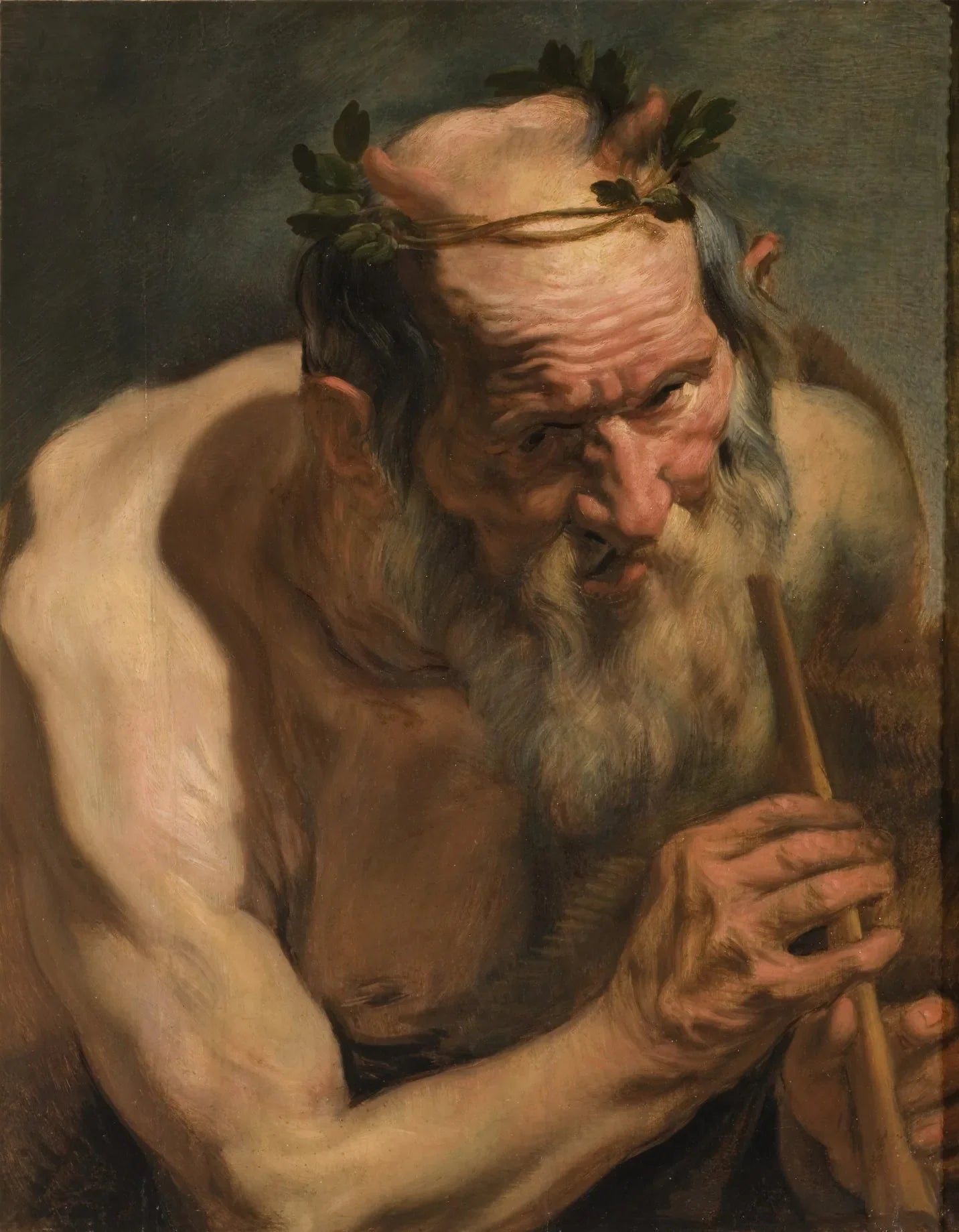 Vieux satyre tenant une flûte - Jacob Jordaens image 1 reproduction d’œuvre d’art à l’huile