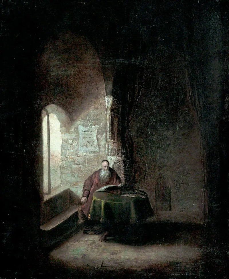 Old Scholar in a Vaulted Room - Rembrandt
