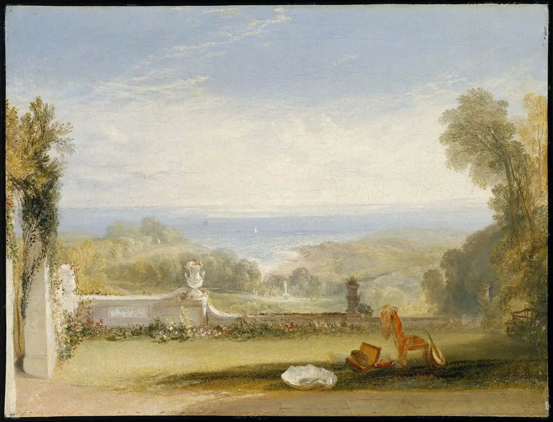 Vue depuis la terrasse d'une villa à Niton, Isle of Wight, d'après des croquis d'une dame - J. M. W. Turner