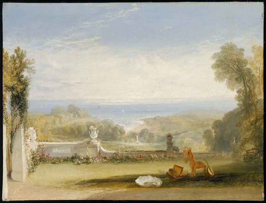 Vue depuis la terrasse d'une villa à Niton, Isle of Wight, d'après des croquis d'une dame - J. M. W. Turner