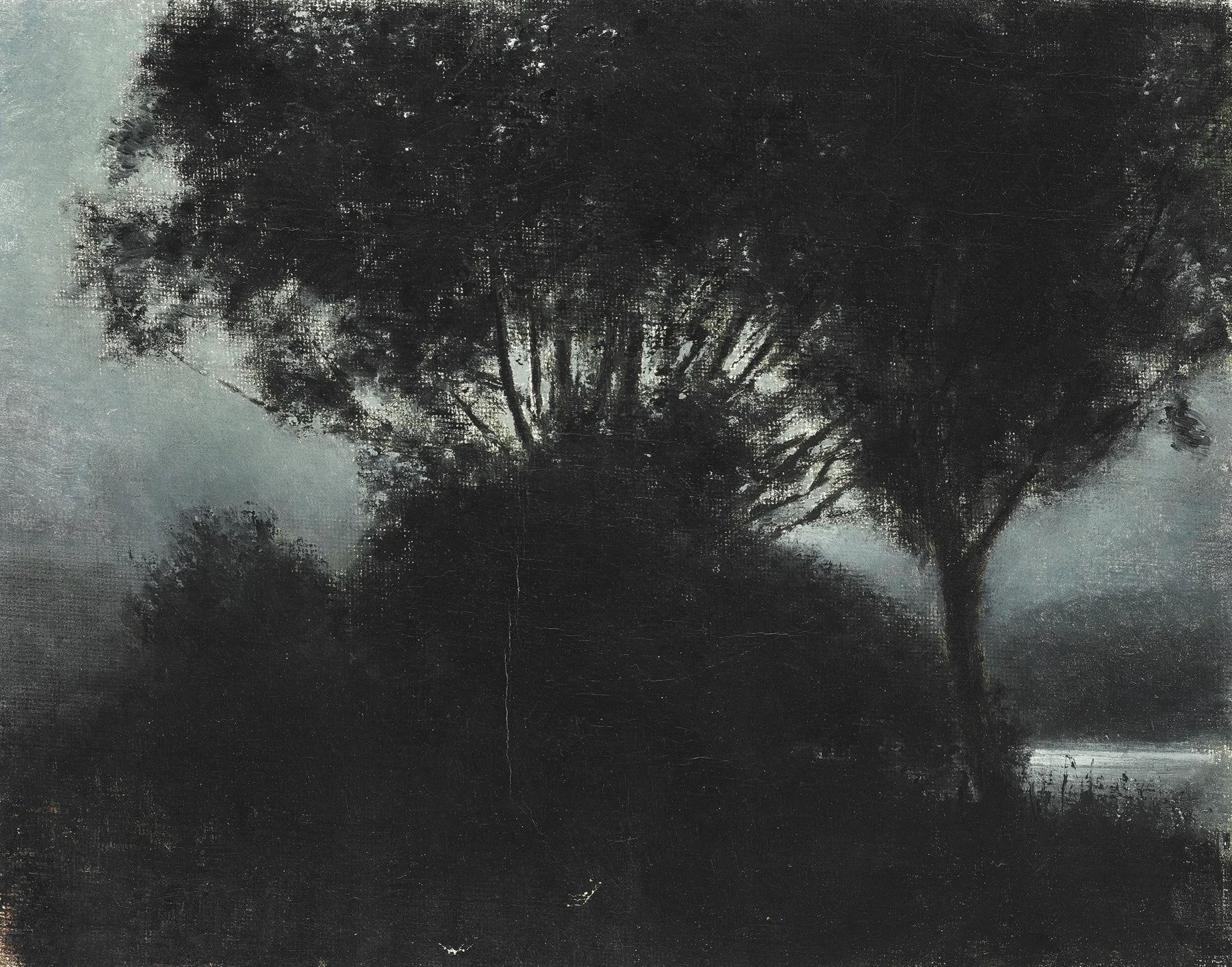 Paysage au clair de lune, peinture de Vilhelm Hammershøi