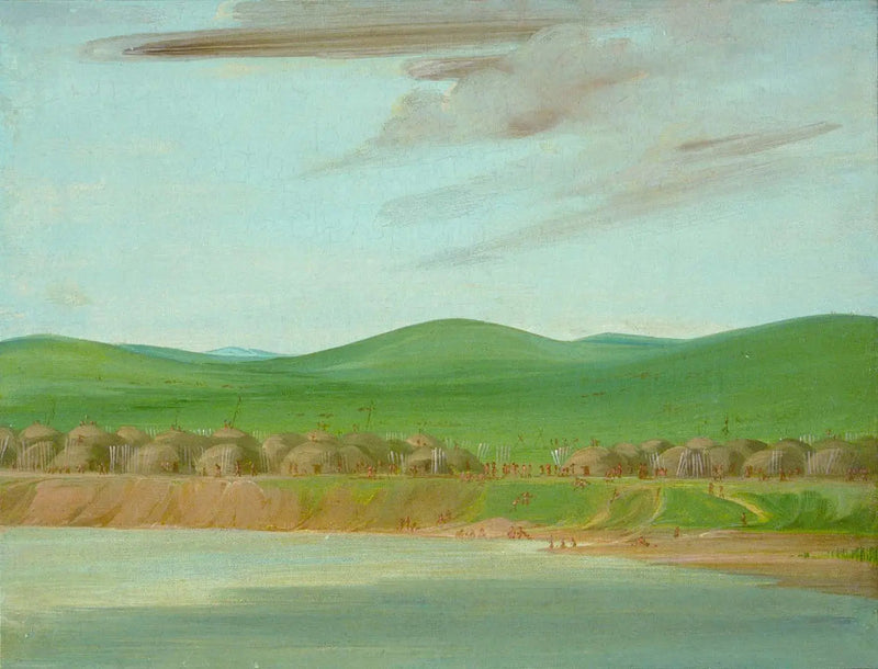 Village Arikara of earth-covered lodges, 2,600 km above Saint-Louis - George Catlin