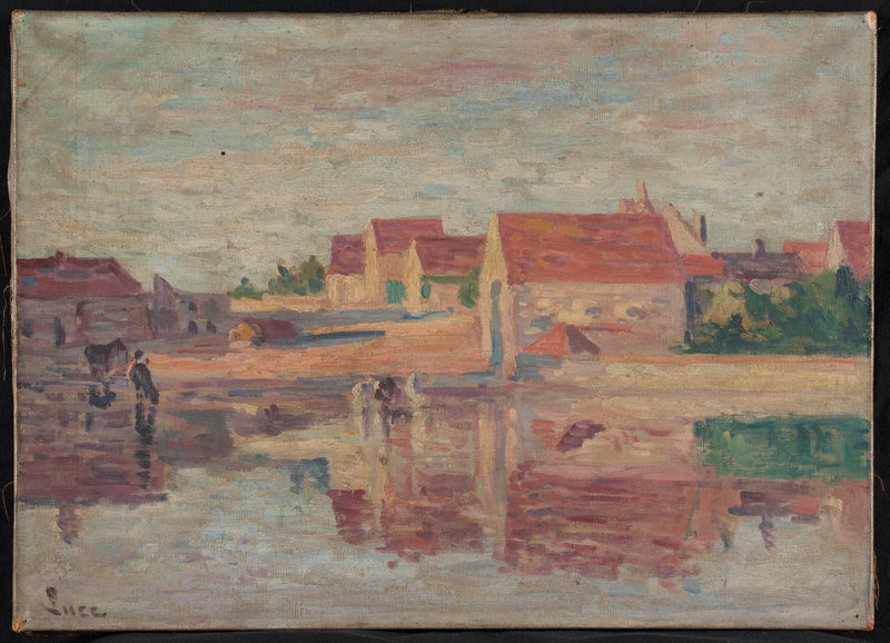 Village by a Riverbank - Maximilien Luce