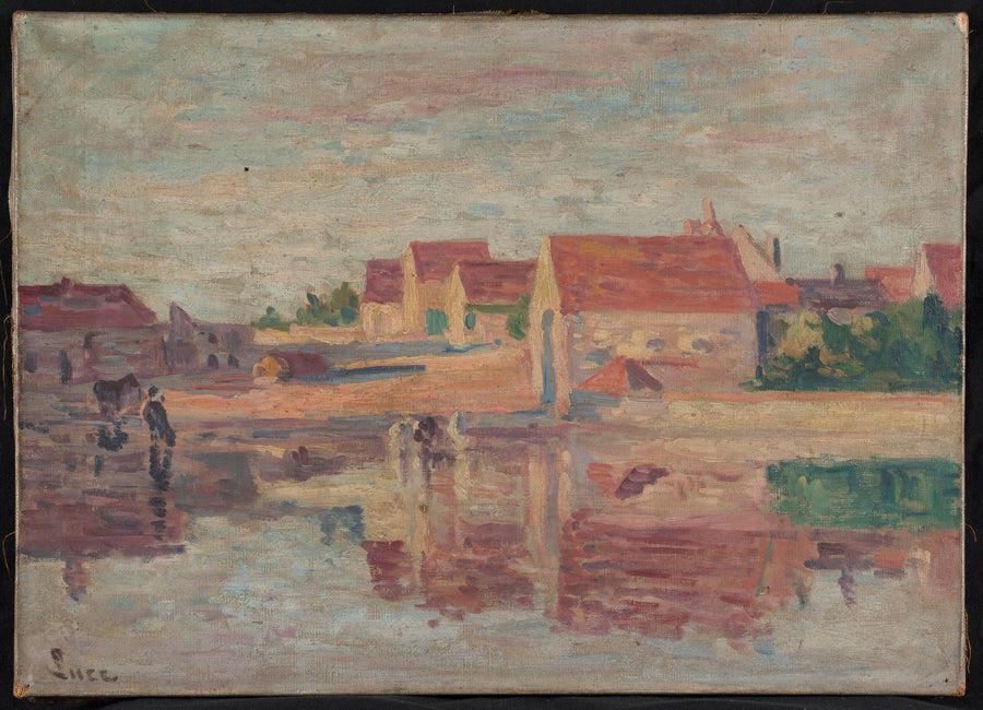 Village by a Riverbank - Maximilien Luce