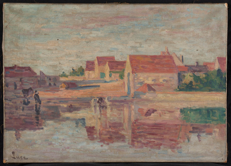 Village by a Riverbank - Maximilien Luce
