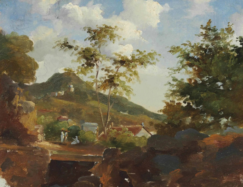 Village at the Foot of a Hill - Camille Pissarro