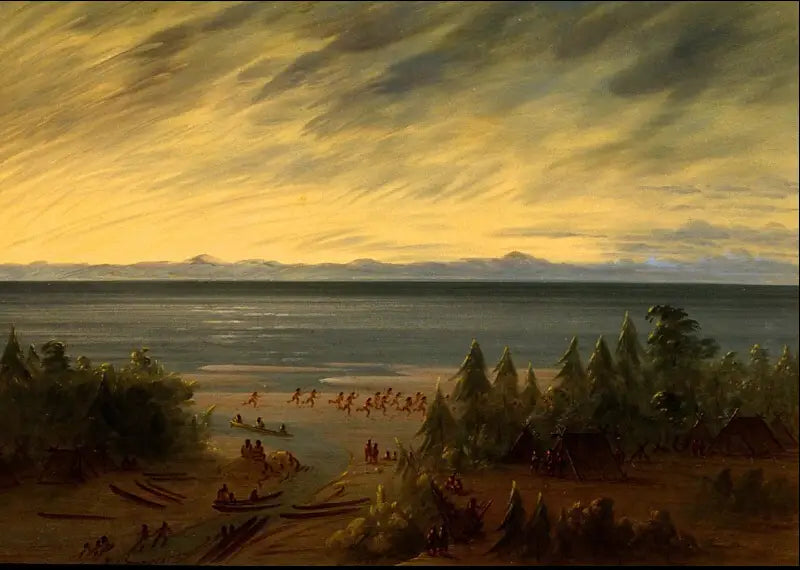 Village de Nayas at Sunset - George Catlin