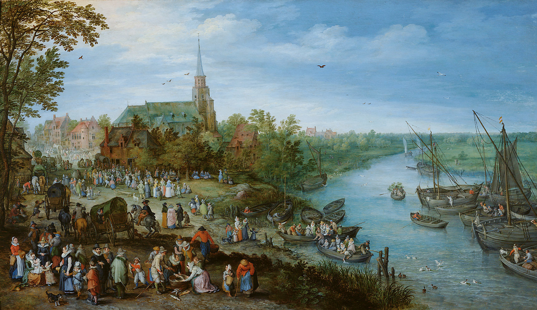 Village Kermis à Schelle avec autoportrait - Jan Brueghel l'Ancien