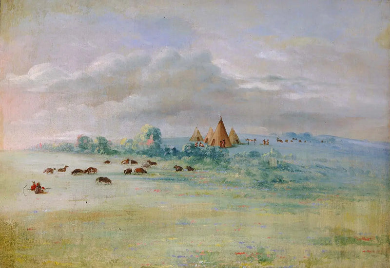 Sioux Village, Lake Calhoun, near Fort Snelling - George Catlin