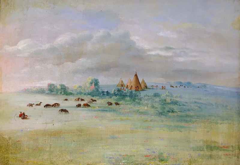 Sioux Village, Lake Calhoun, near Fort Snelling - George Catlin