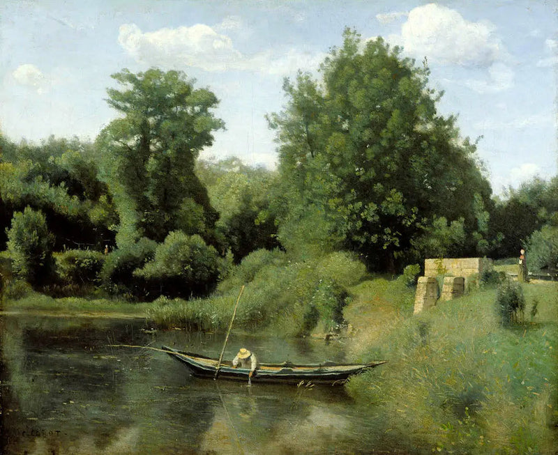 Ville-d'Avray. The fisherman near the lock - Jean-Baptiste Camille Corot