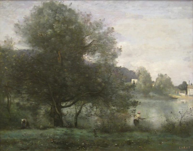 Ville-d'Avray. A fisherman by the pond - Jean-Baptiste Camille Corot