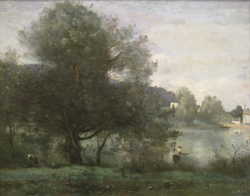 Ville-d'Avray. A fisherman by the pond - Jean-Baptiste Camille Corot