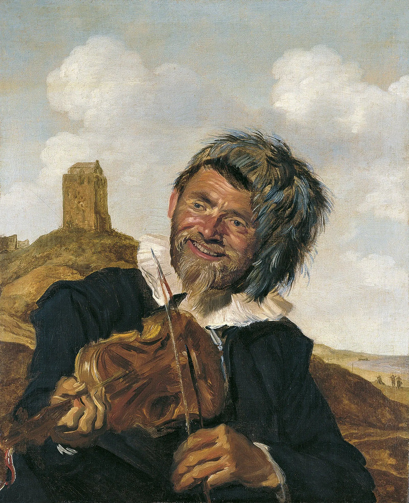 Left-handed violinist in a dune landscape - Frans Hals