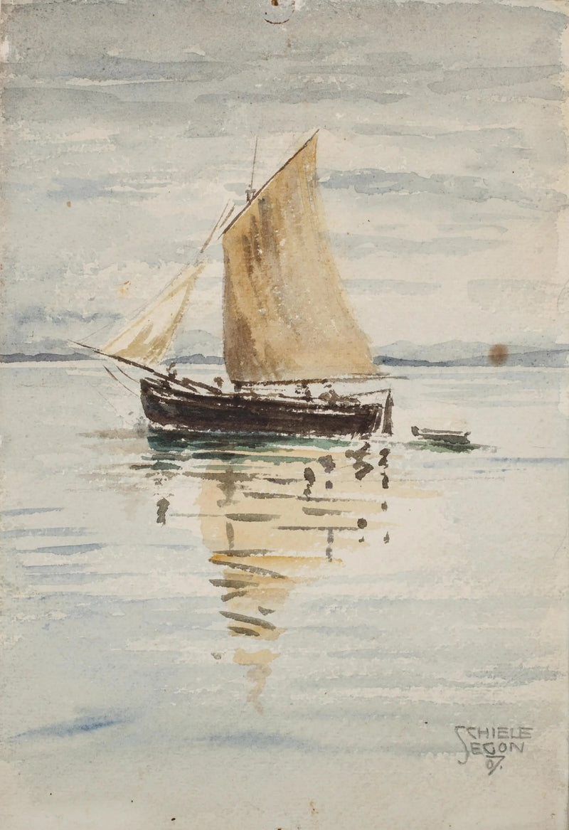 Sailboat with Reflections - Egon Schiele