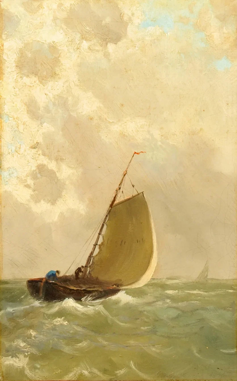 Sailing in rough seas. - Michael Peter Ancher