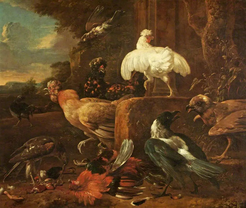 Poultry attacked by predatory birds in a landscape - Melchior de Hondecoeter