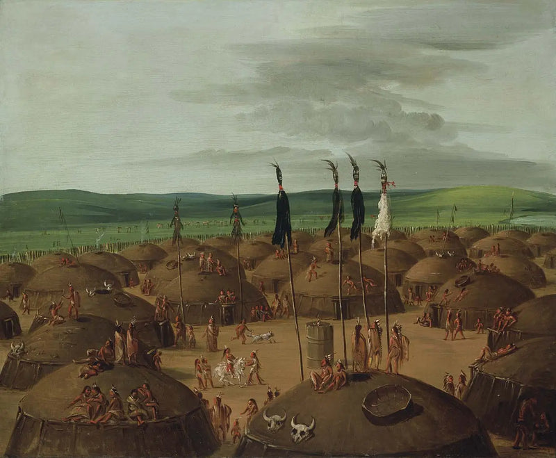 Aerial view of the Mandan village, 1800 miles above Saint Louis - George Catlin