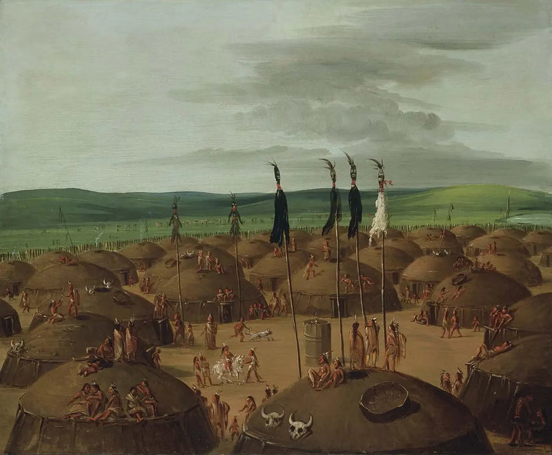 Aerial view of the Mandan village, 1800 miles above Saint Louis - George Catlin