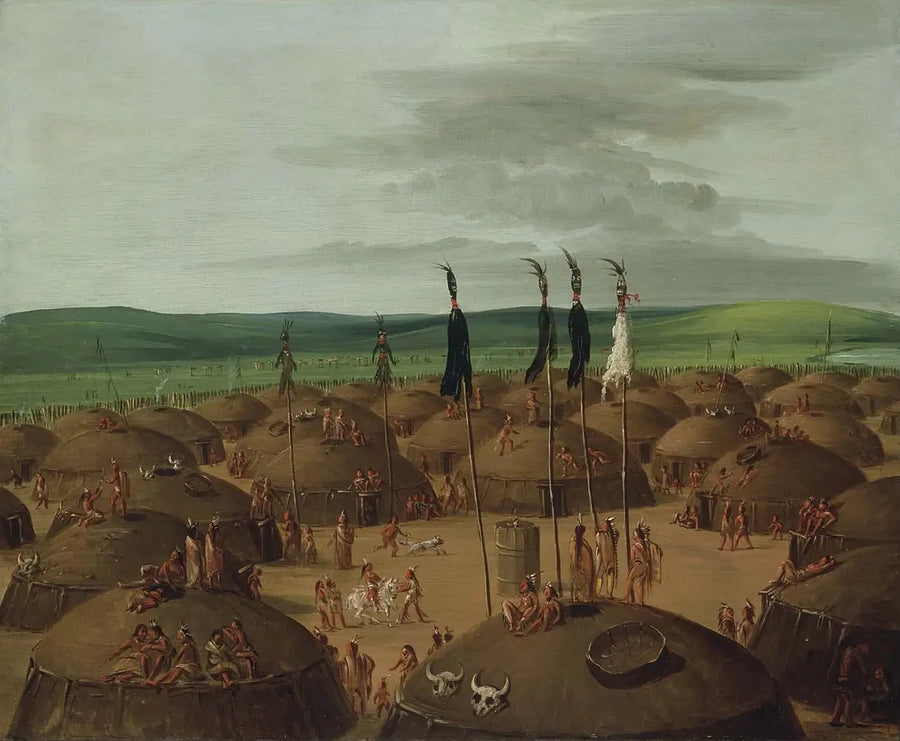 Aerial view of the Mandan village, 1800 miles above Saint Louis - George Catlin