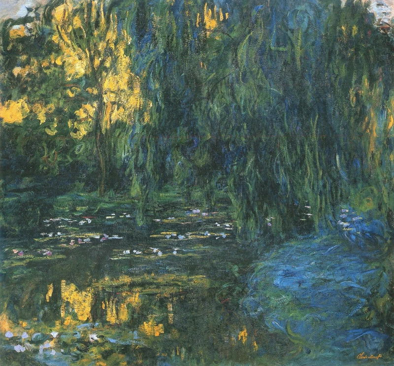 View of the water lily pond with willow W1866 - Claude Monet