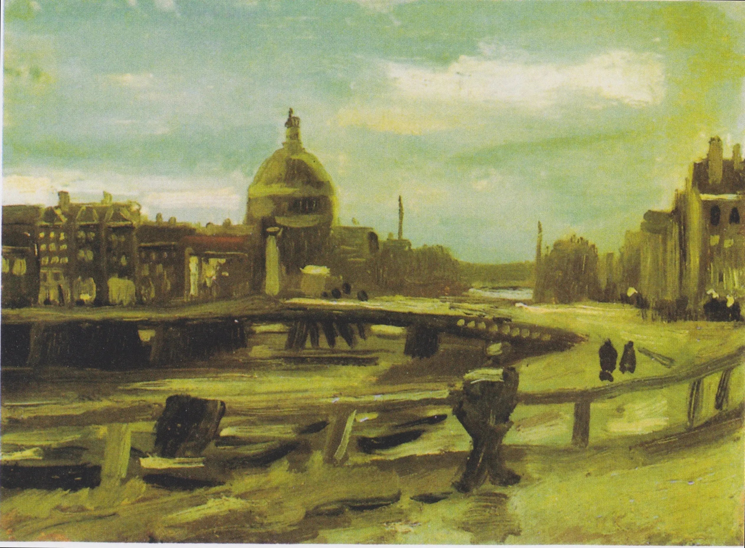 Vue d'Amsterdam depuis la gare centrale - Vincent van Gogh image 1 copie peinte à la main à l’huile
